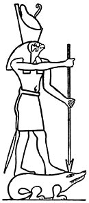 Horus of Edfu spearing the Crocodile (?) Set.